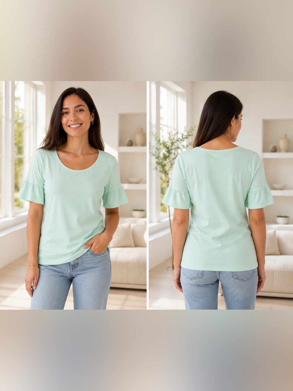 Blair Mint Ruffle Sleeve Short-Sleeve Tee Size 3XL GUC